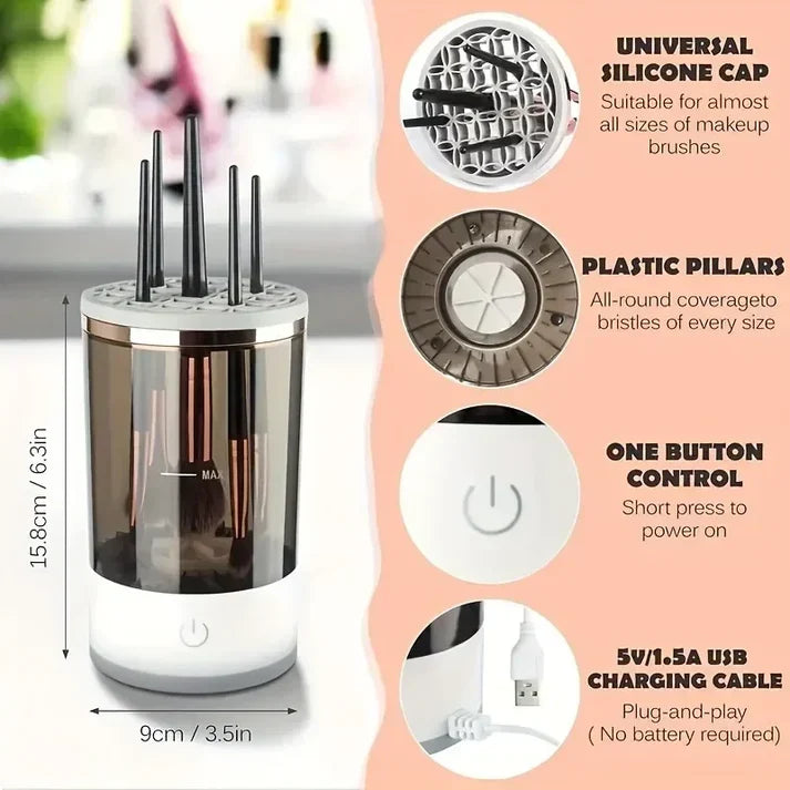 Portable Electric Makeup Brush Cleaner – Fast USB-Powered Hygienic Cleaning Adjustable Collar